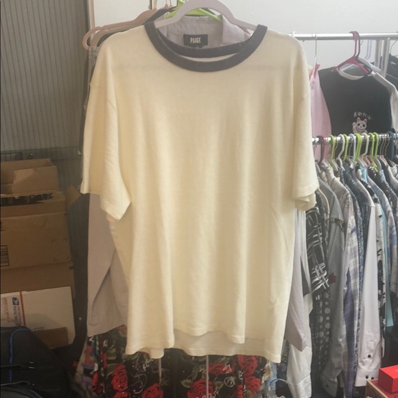 Lucky Brand Cream Short Sleeve Tee with Textured Fabric - Picture 1 of 4
